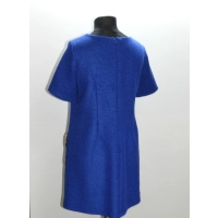 Wełniana sukienka Płaszczyk z kolorowymi kieszeniami - chabrowa